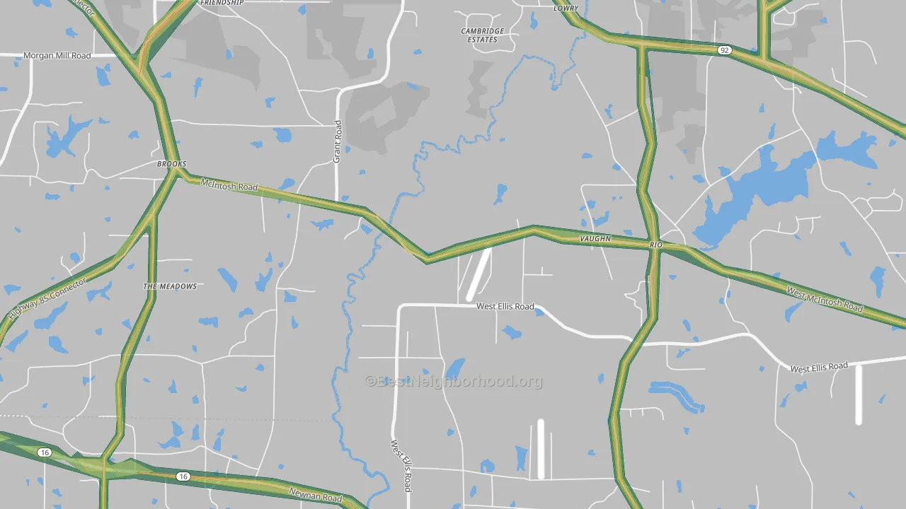 Vaughn, GA Map of Noise Levels in Vaughn