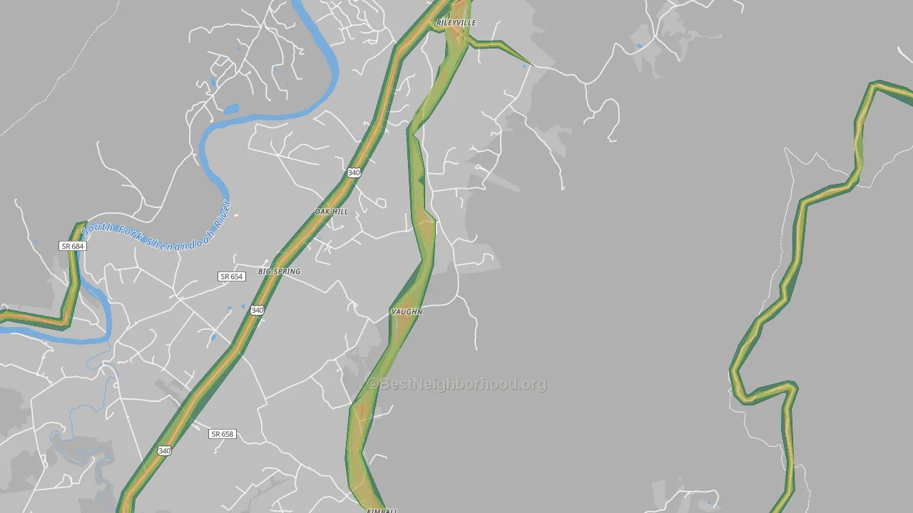 Vaughn, VA Map of Noise Levels in Vaughn