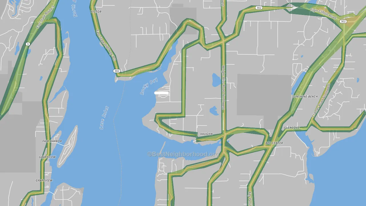 Vaughn, WA Map of Noise Levels in Vaughn