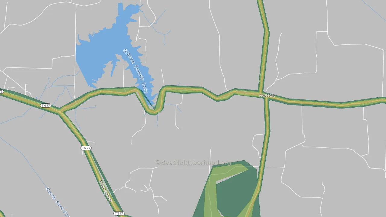 Vaughns Grove, TN Map of Noise Levels in Vaughns Grove