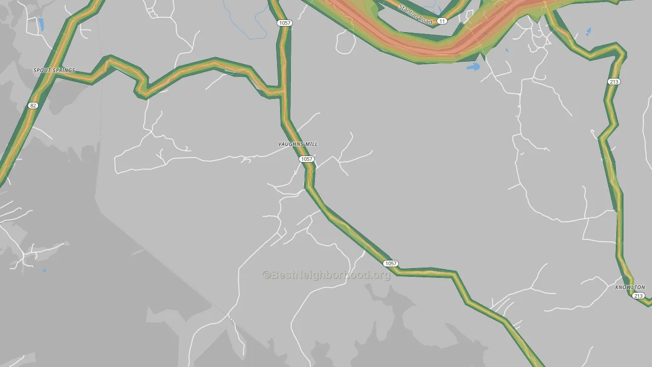 Vaughns Mill, KY Map of Noise Levels in Vaughns Mill