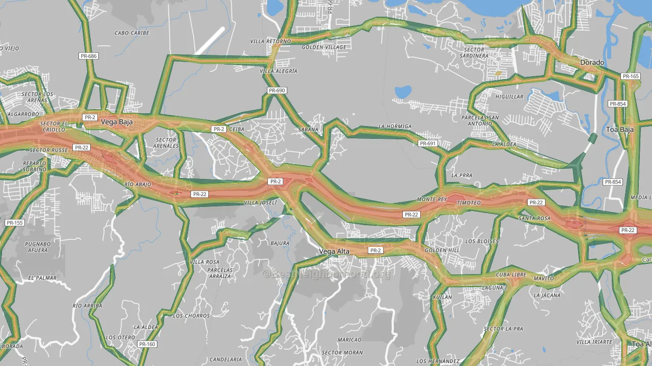 Vega Alta, PR Map of Noise Levels in Vega Alta