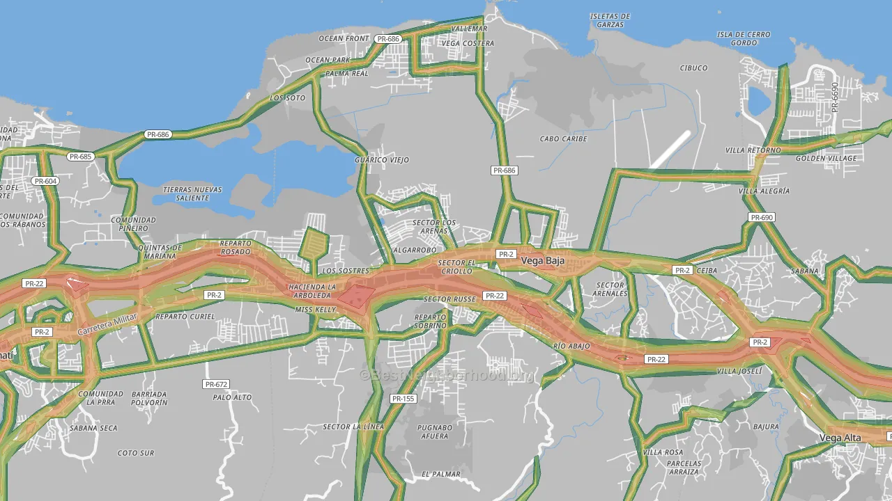Vega Baja, PR Map of Noise Levels in Vega Baja
