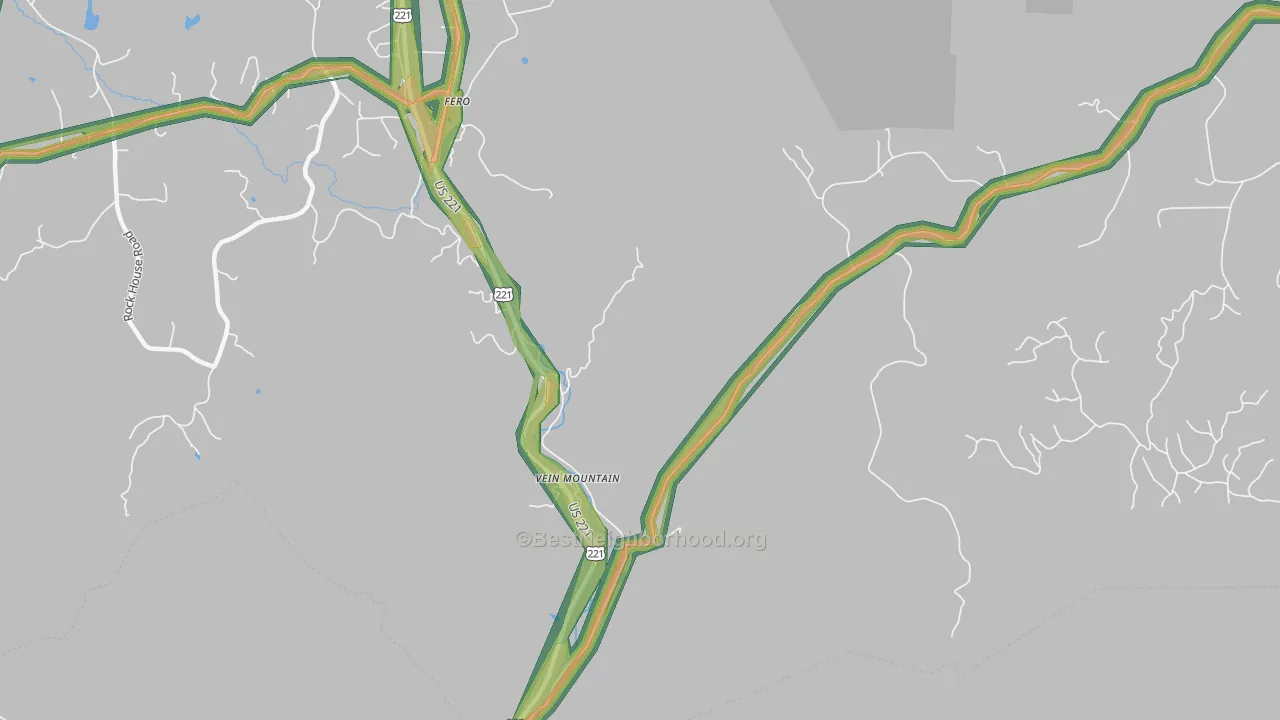 Vein Mountain, NC Map of Noise Levels in Vein Mountain