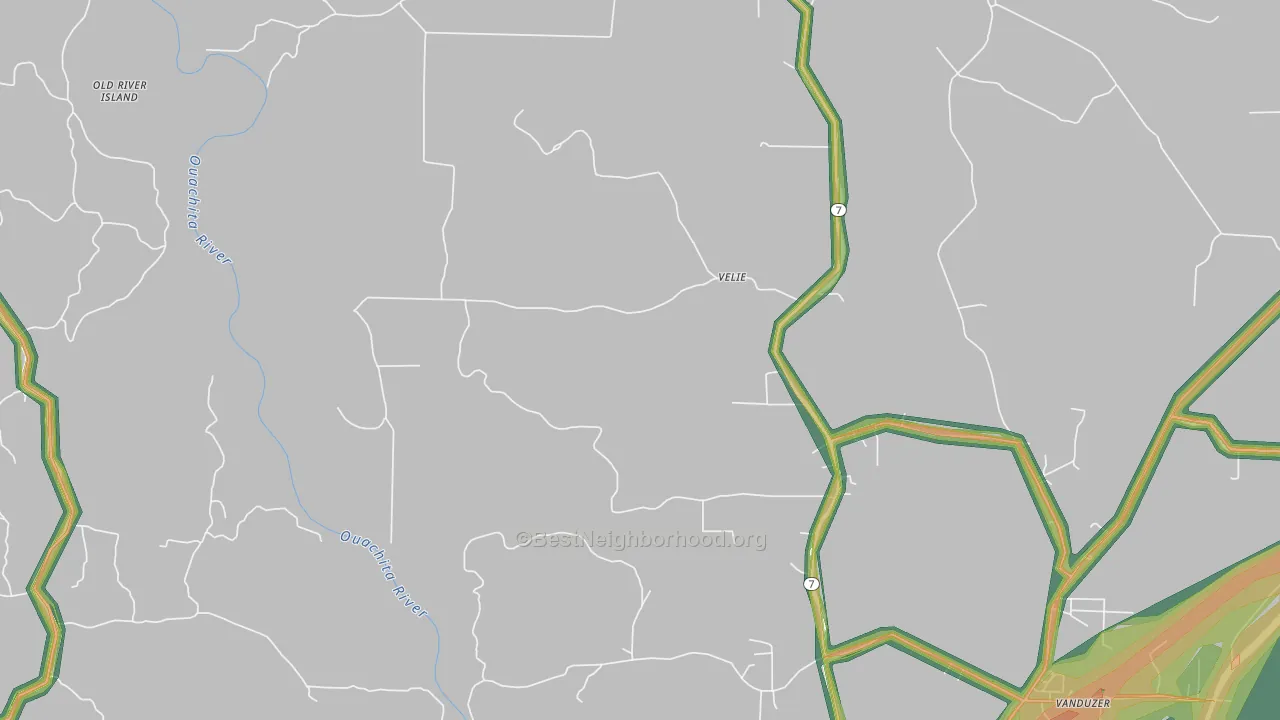 Velie, AR Map of Noise Levels in Velie