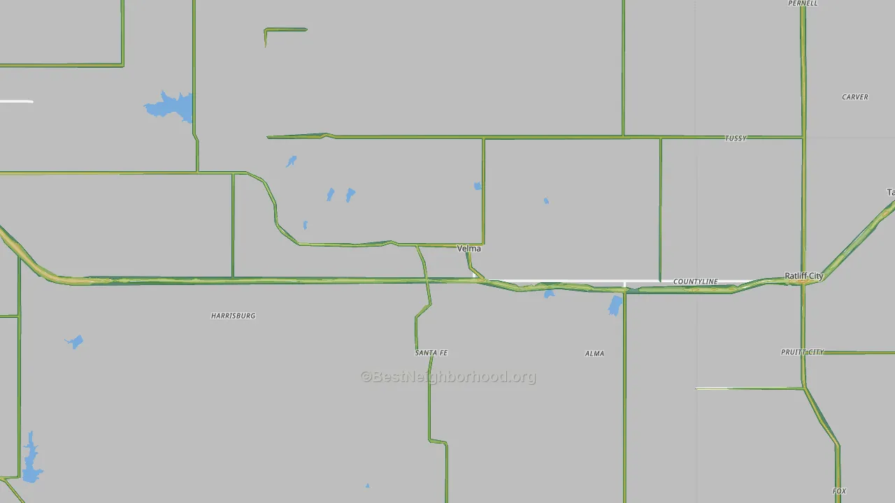 Velma, OK Map of Noise Levels in Velma