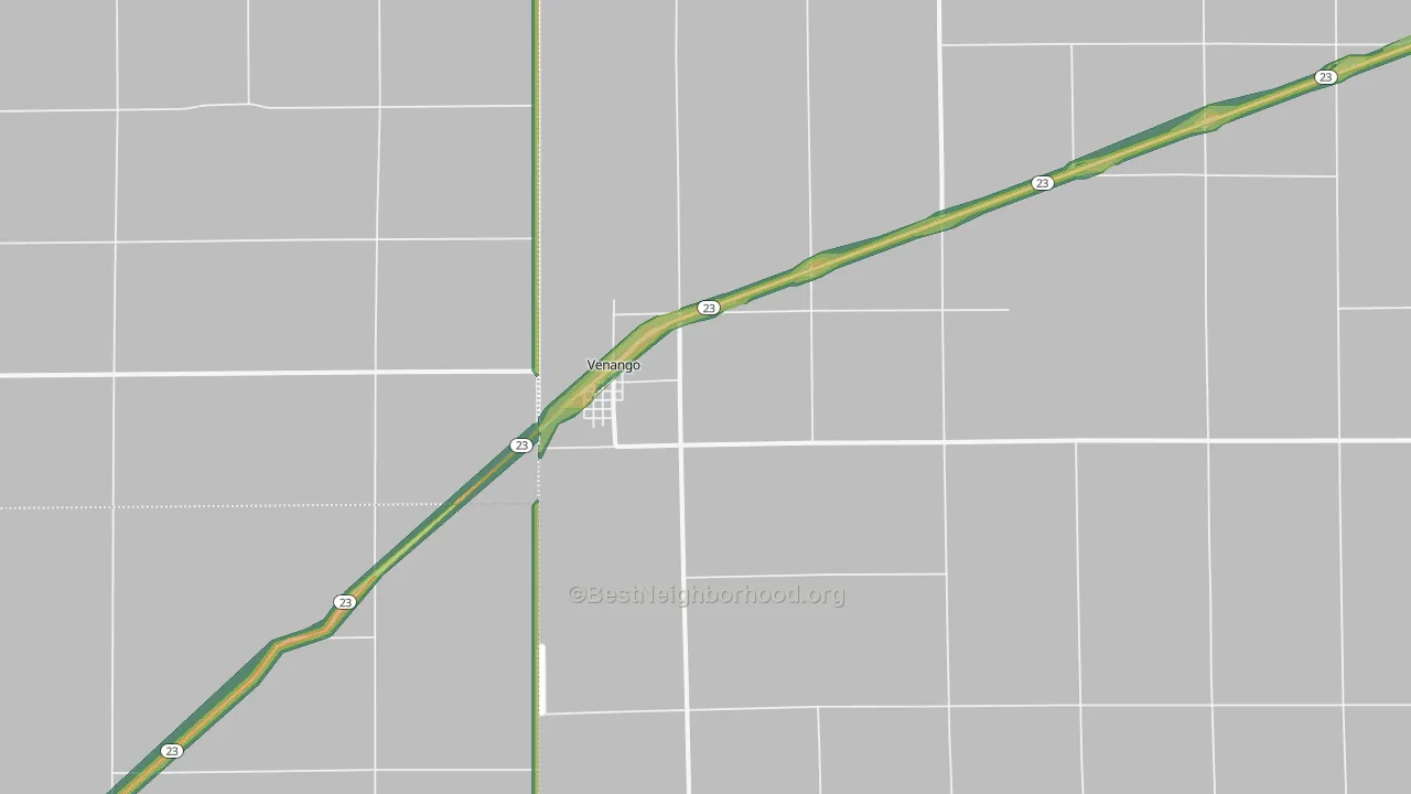 Venango, NE Map of Noise Levels in Venango