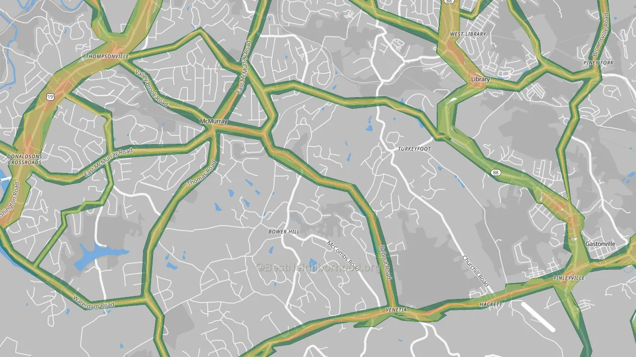 Venetia, PA Map of Noise Levels in Venetia