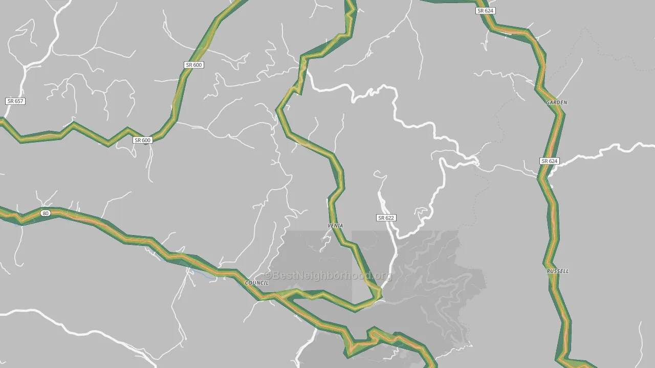Venia, VA Map of Noise Levels in Venia
