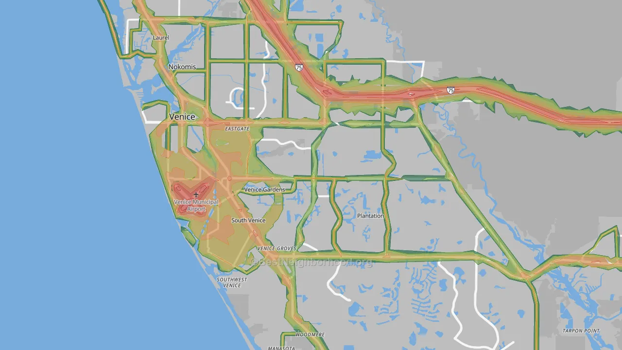 Venice, FL Map of Noise Levels in Venice