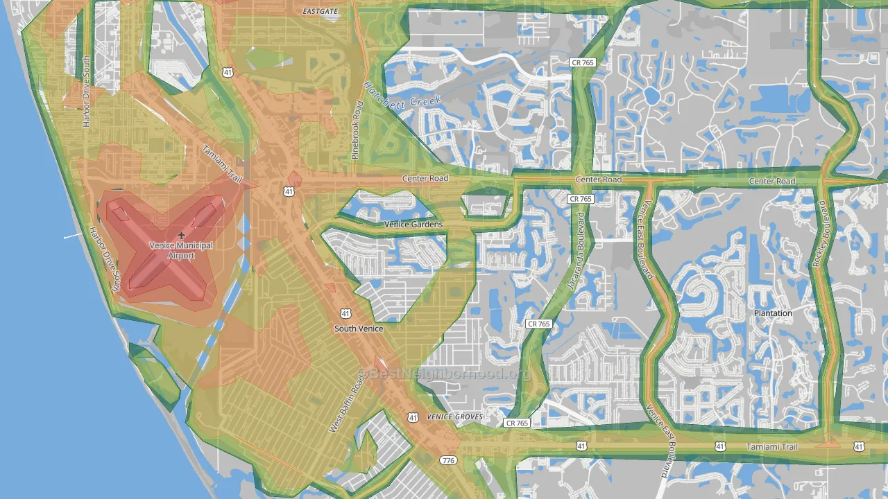 Venice Gardens, FL Map of Noise Levels in Venice Gardens