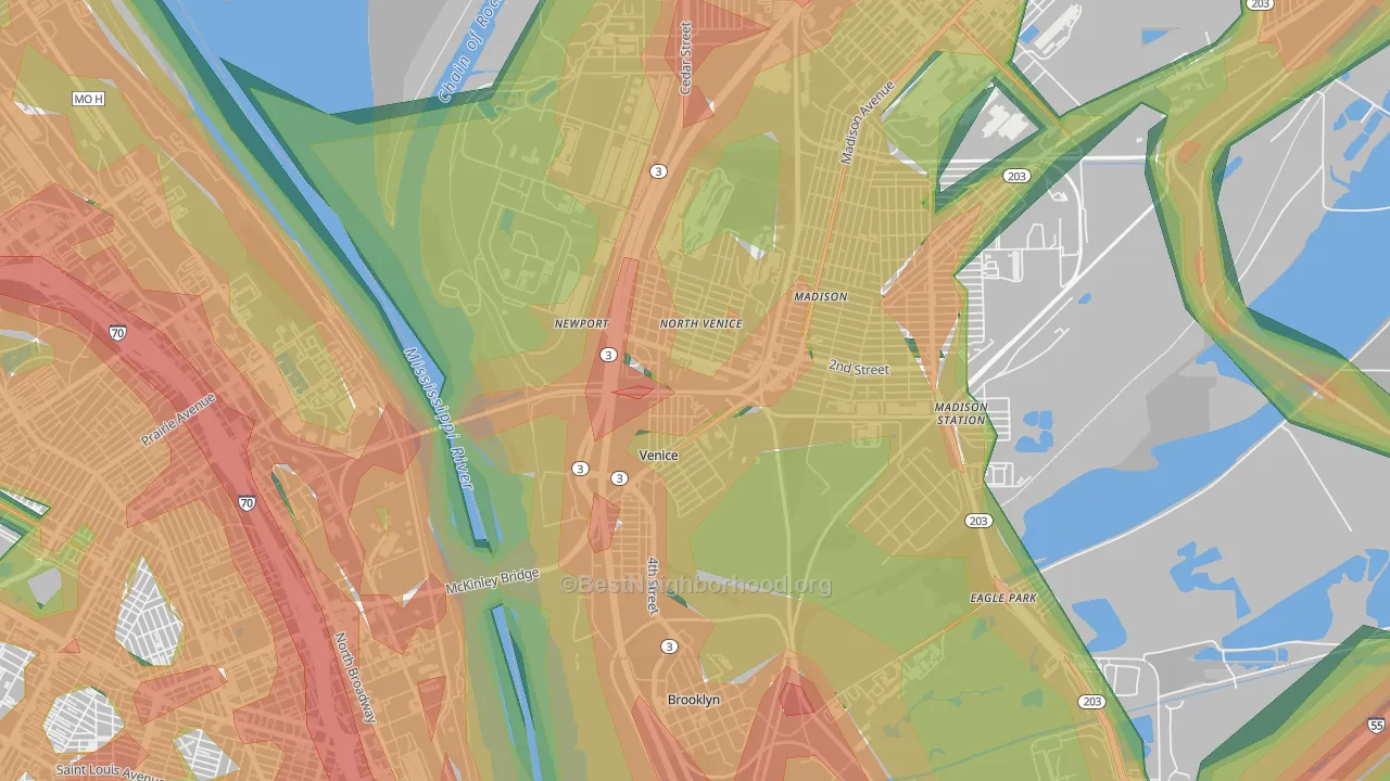 Venice, IL Map of Noise Levels in Venice
