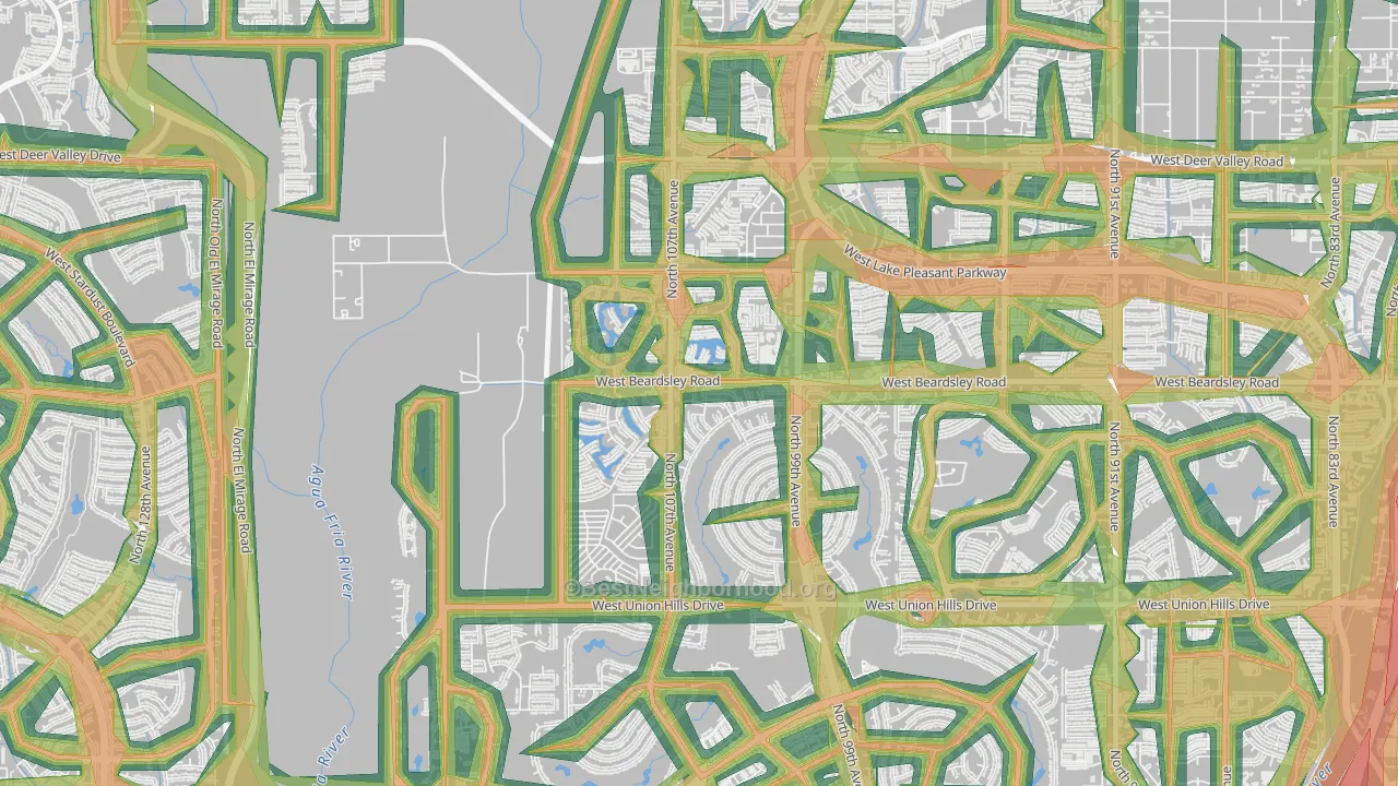 Ventana Lakes, Peoria, AZ Map of Noise Levels in Ventana Lakes