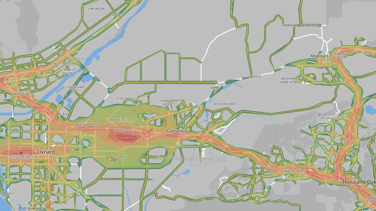 Ventura County, CA Map of Noise Levels in Ventura County