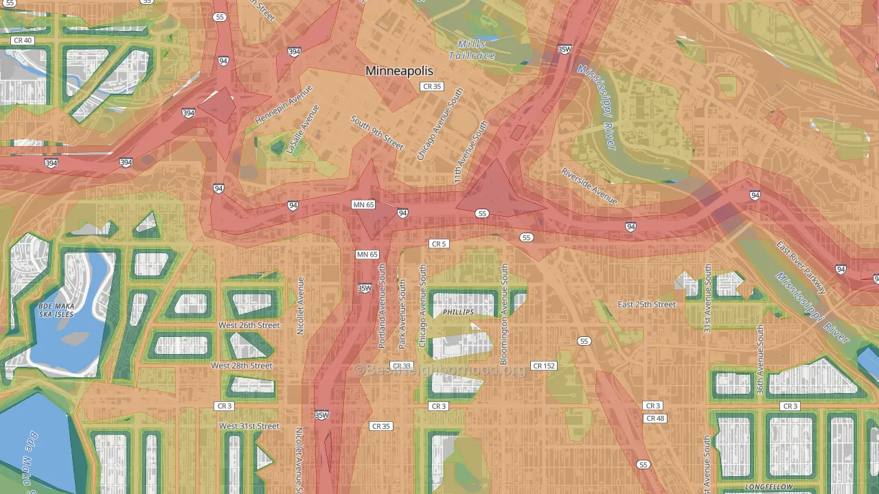 Ventura Village, Minneapolis, MN Map of Noise Levels in Ventura Village