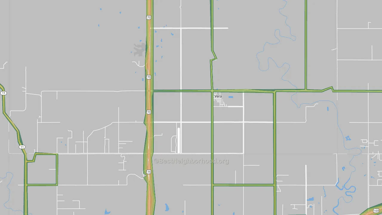 Vera, OK Map of Noise Levels in Vera