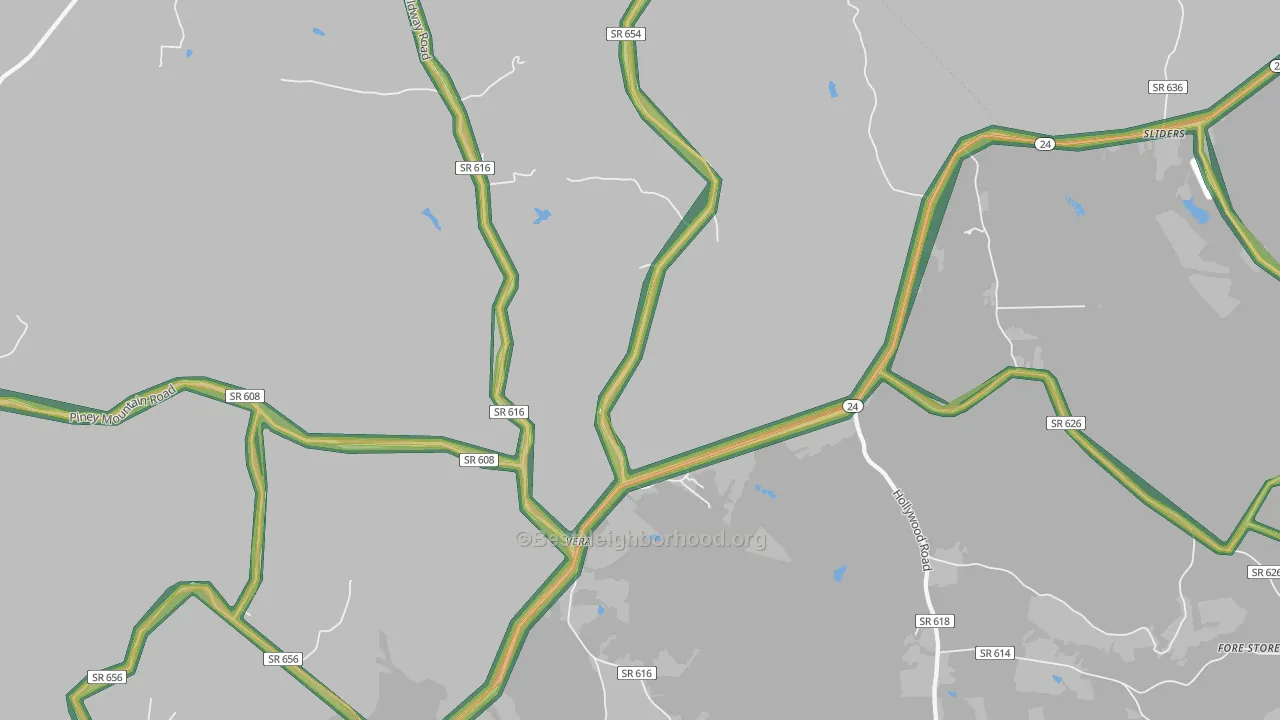 Vera, VA Map of Noise Levels in Vera