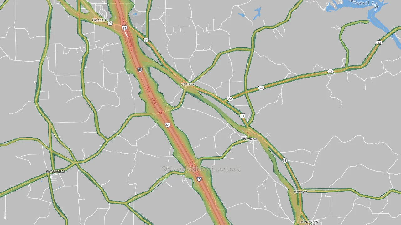 Verbena, AL Map of Noise Levels in Verbena