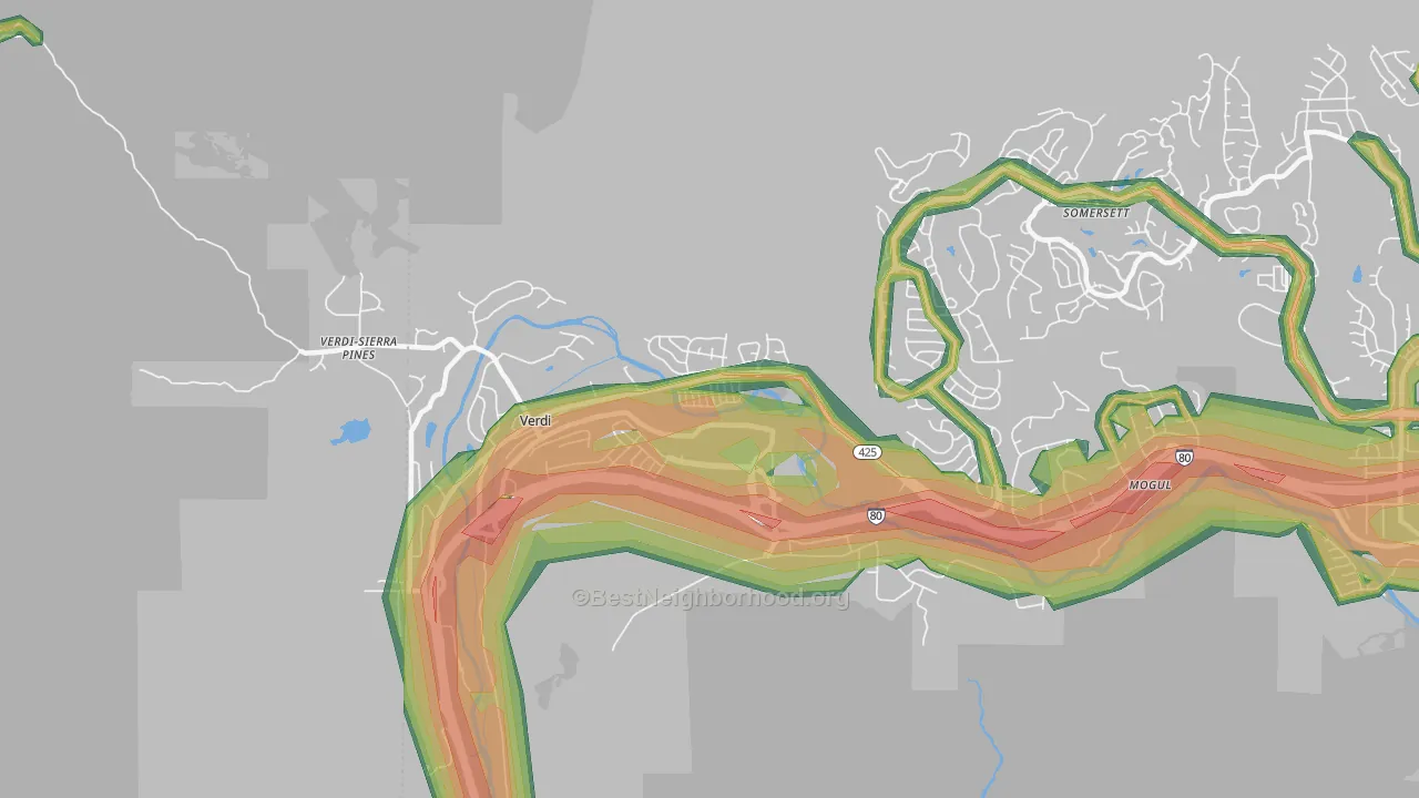 Verdi, NV Map of Noise Levels in Verdi