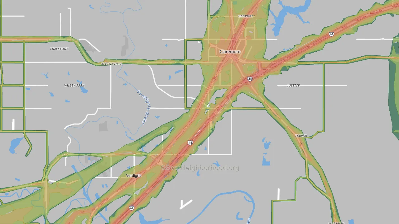 Verdigris, OK Map of Noise Levels in Verdigris