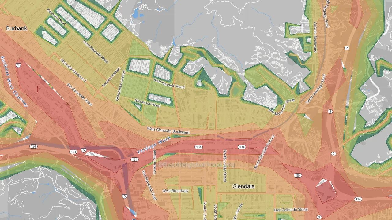 Verdugo Viejo, Glendale, CA Map of Noise Levels in Verdugo Viejo