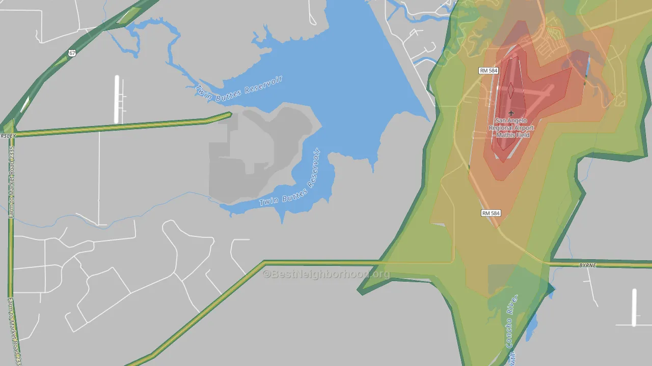Veribest, TX Map of Noise Levels in Veribest