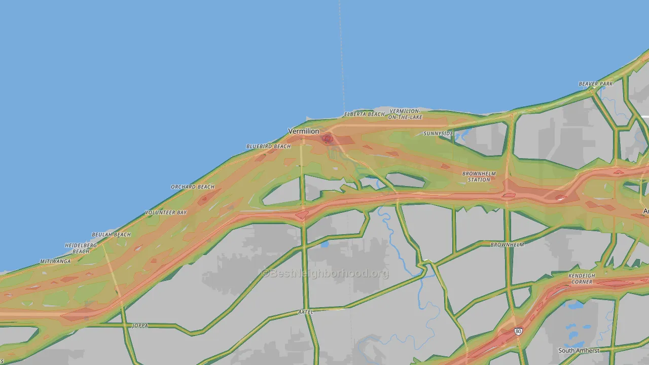 Vermilion, OH Map of Noise Levels in Vermilion