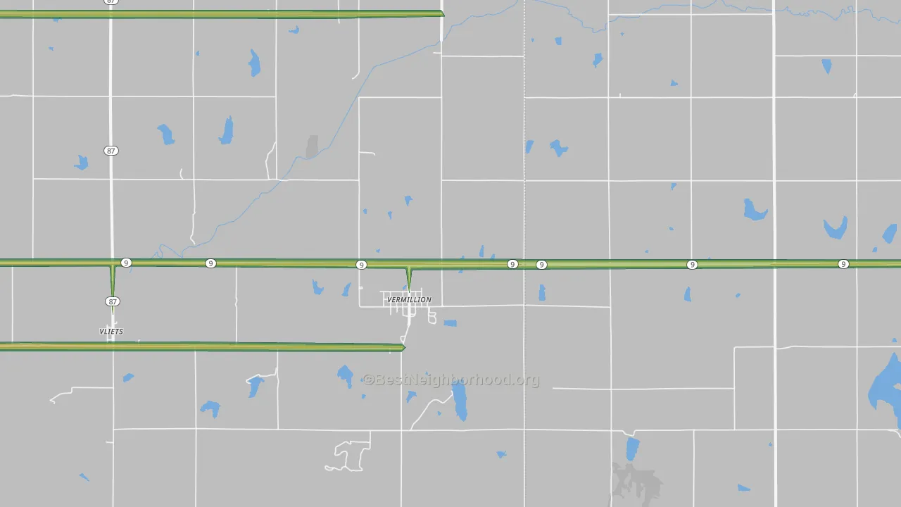 Vermillion, KS Map of Noise Levels in Vermillion