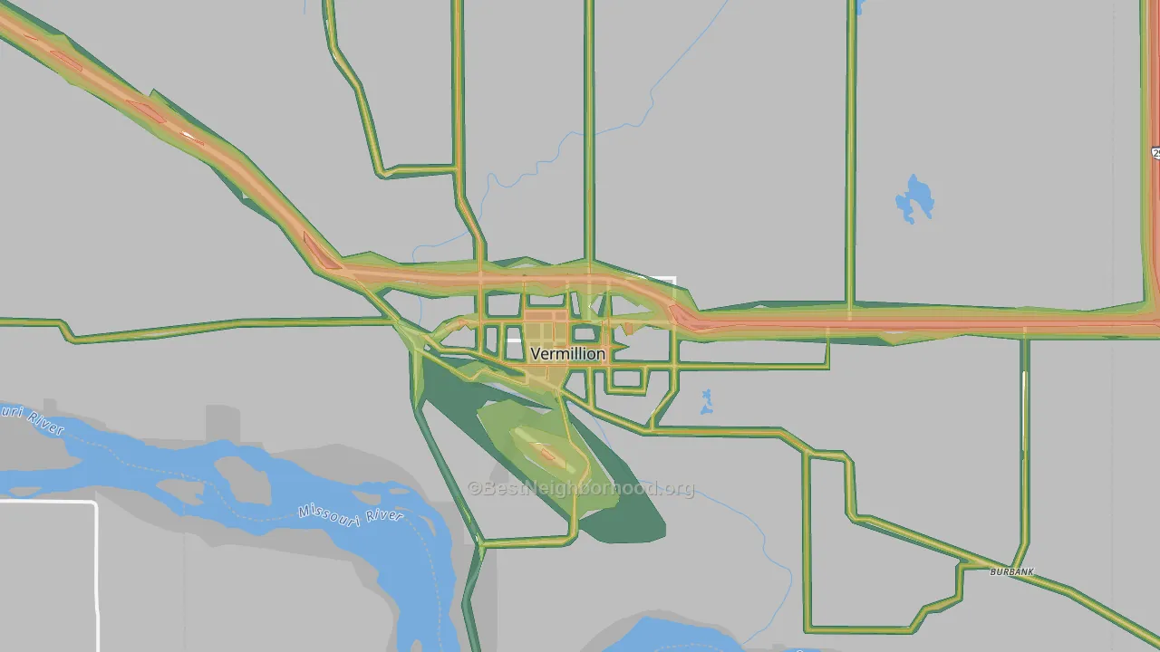 Vermillion, SD Map of Noise Levels in Vermillion