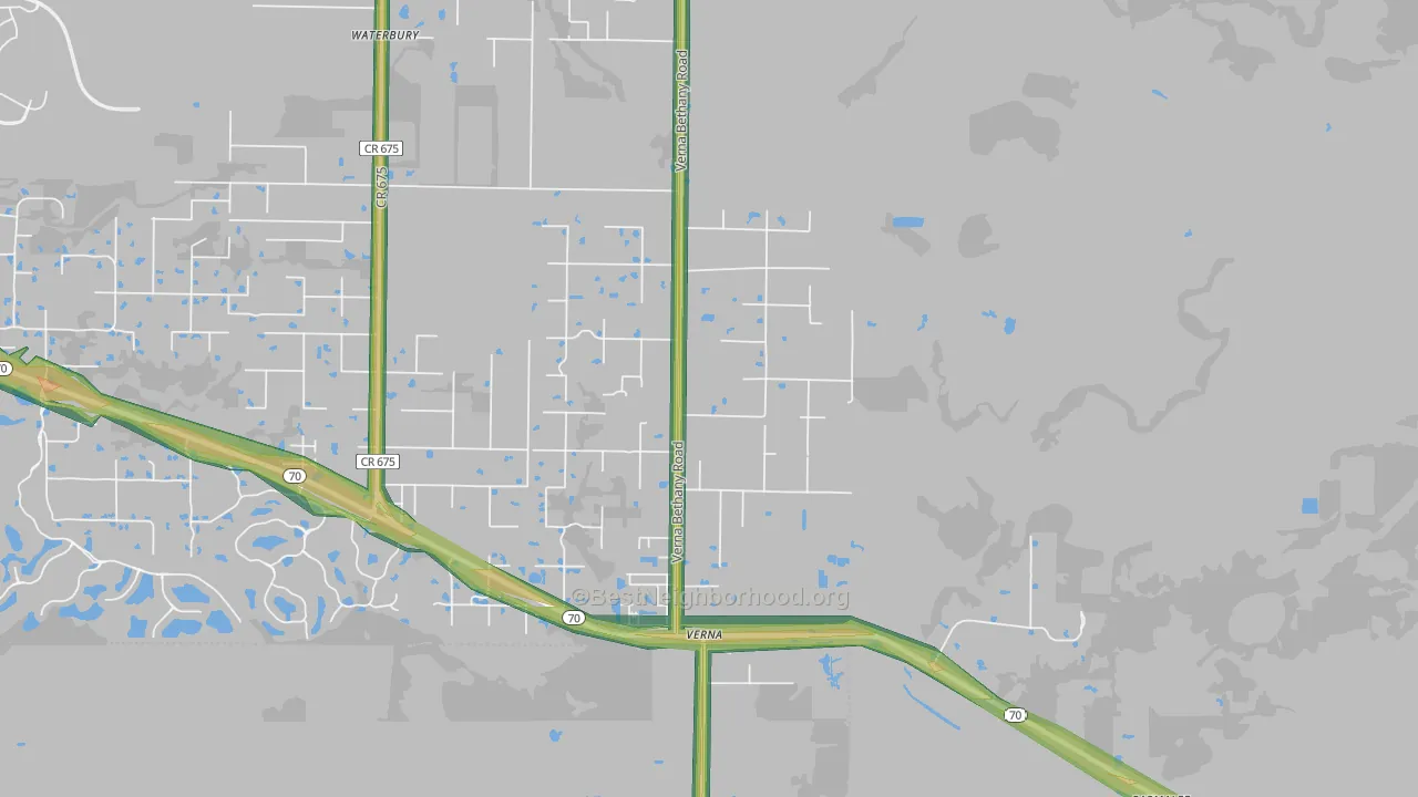 Verna, FL Map of Noise Levels in Verna