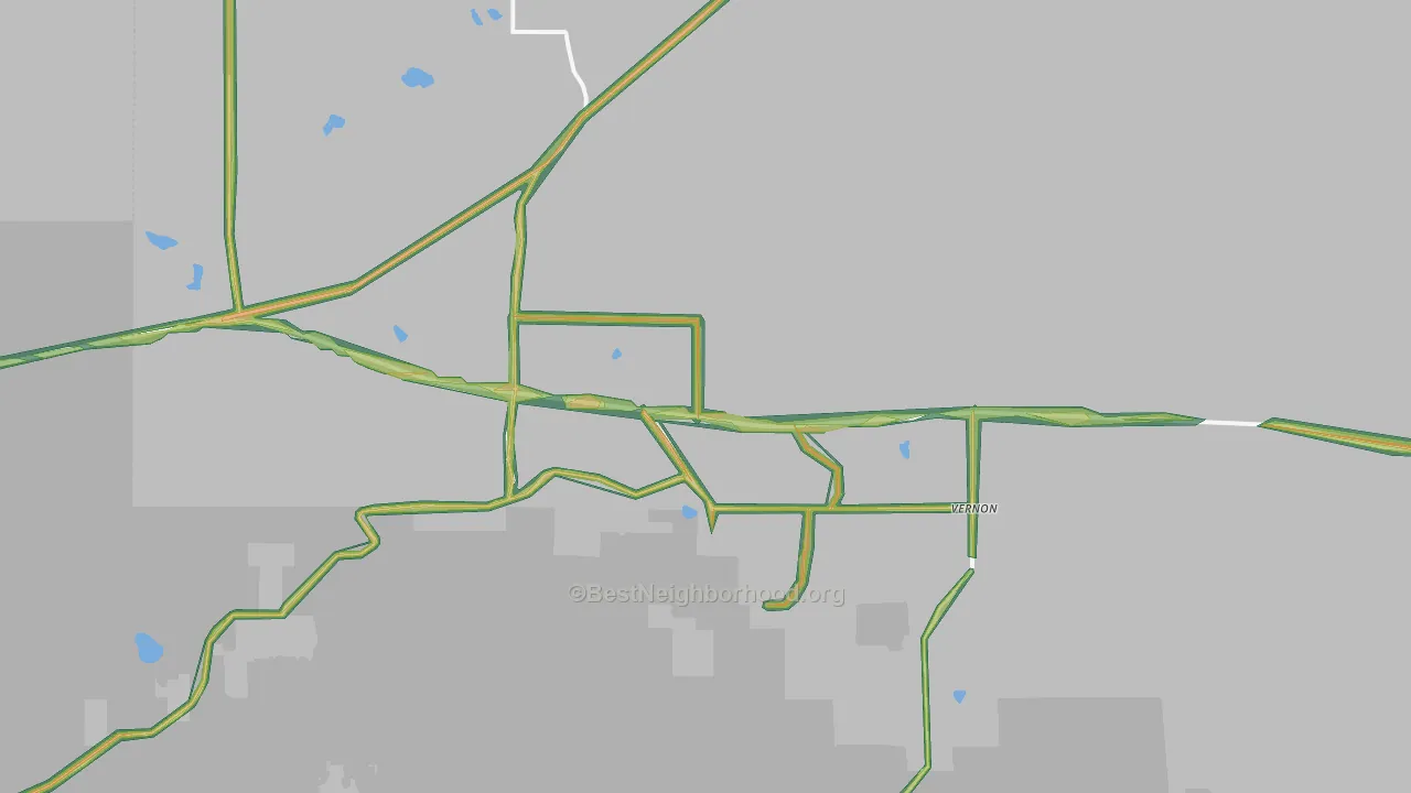 Vernon, AZ Map of Noise Levels in Vernon