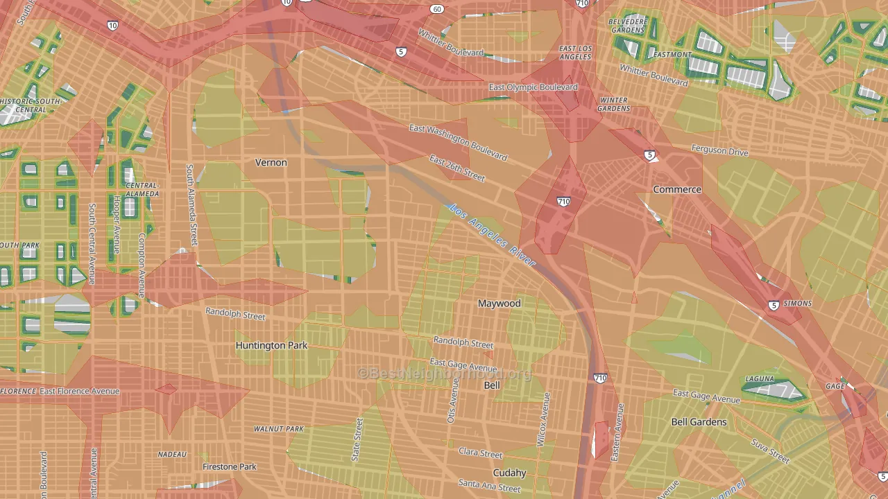 Vernon, CA Map of Noise Levels in Vernon