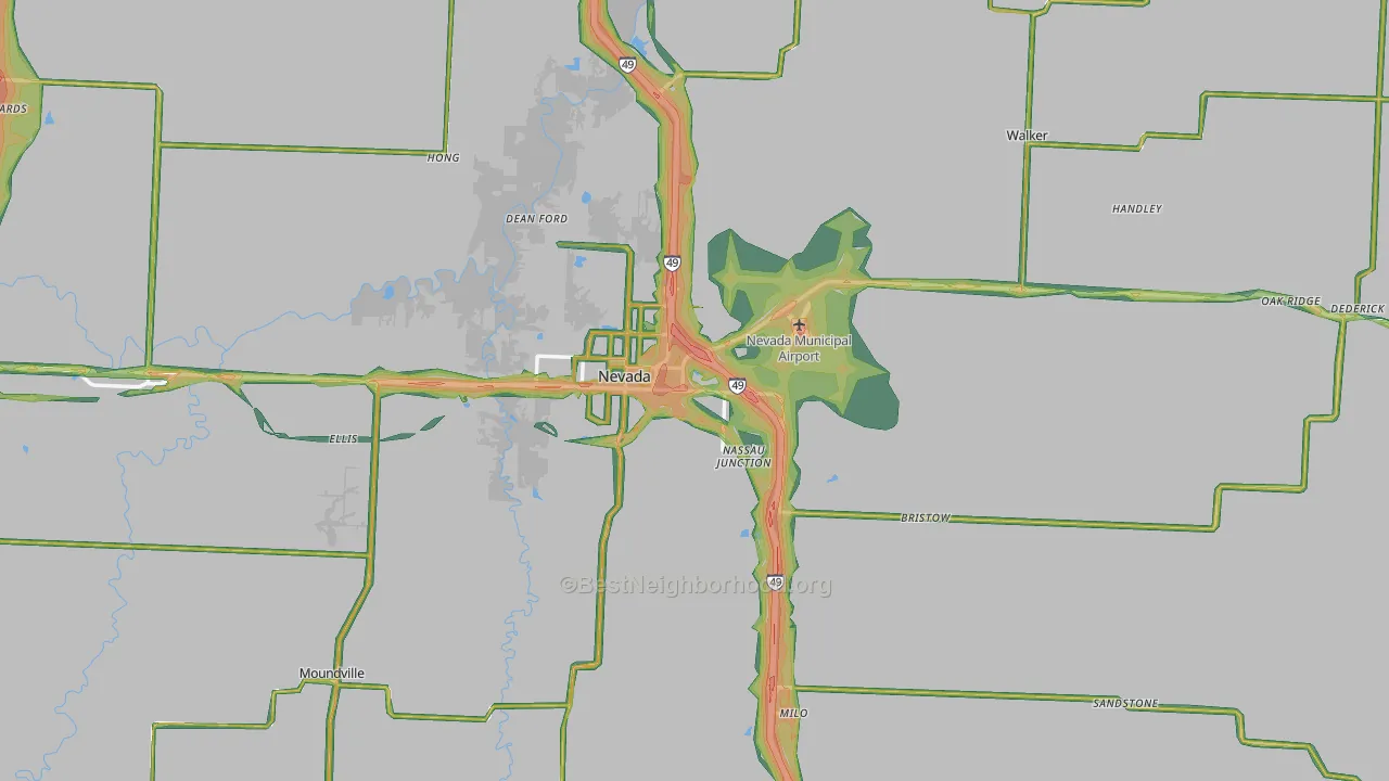 Vernon County, MO Map of Noise Levels in Vernon County