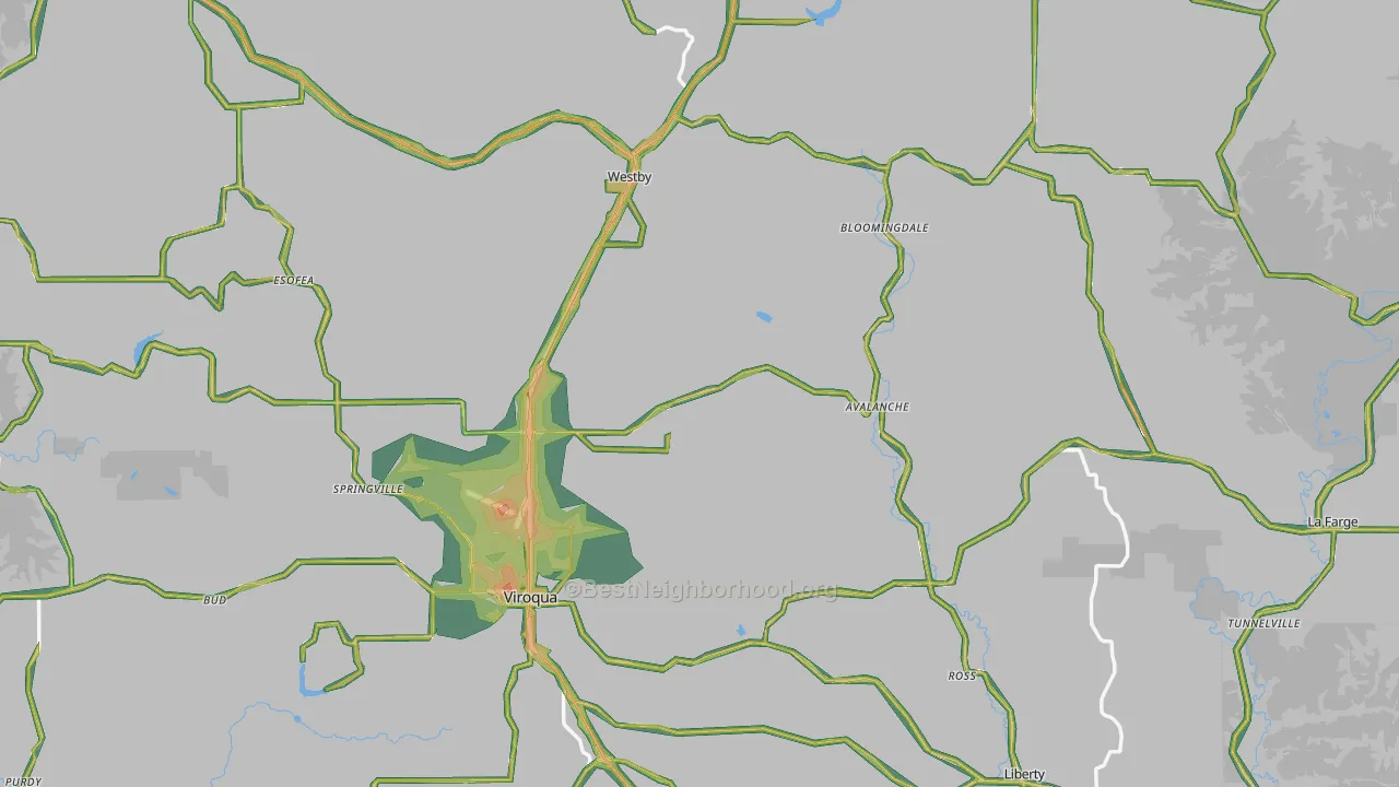 Vernon County, WI Map of Noise Levels in Vernon County