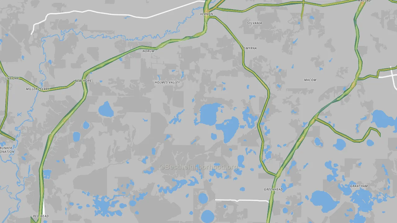 Vernon, FL Map of Noise Levels in Vernon