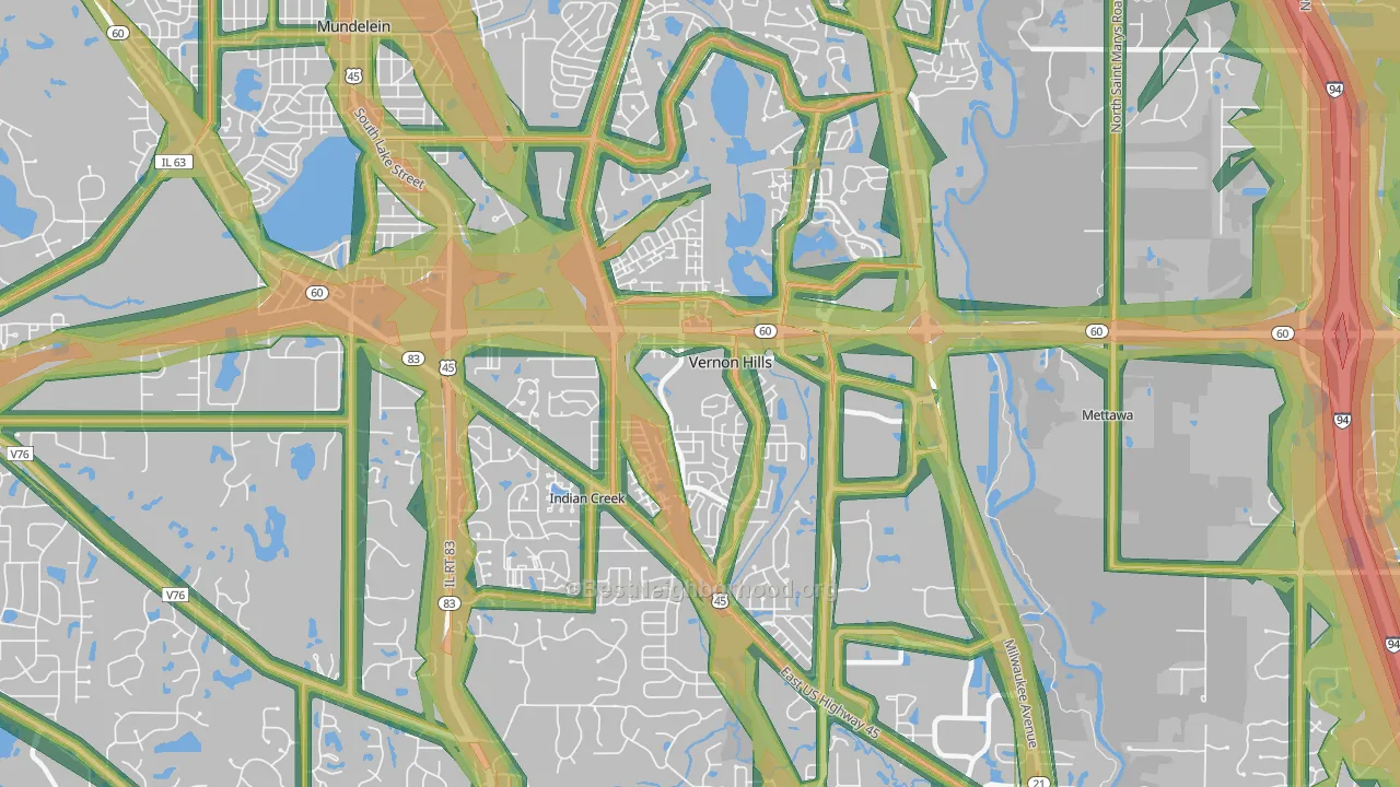 Vernon Hills, IL Map of Noise Levels in Vernon Hills