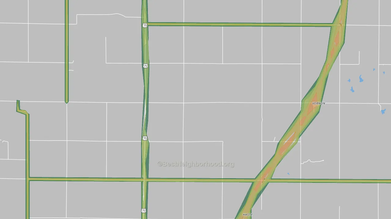 Vernon, KS Map of Noise Levels in Vernon