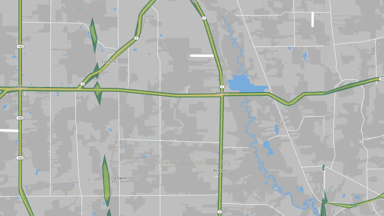 Vernon, OH Map of Noise Levels in Vernon