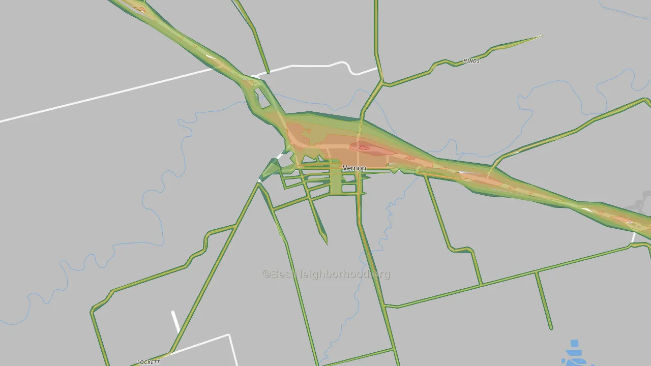 Vernon, TX Map of Noise Levels in Vernon