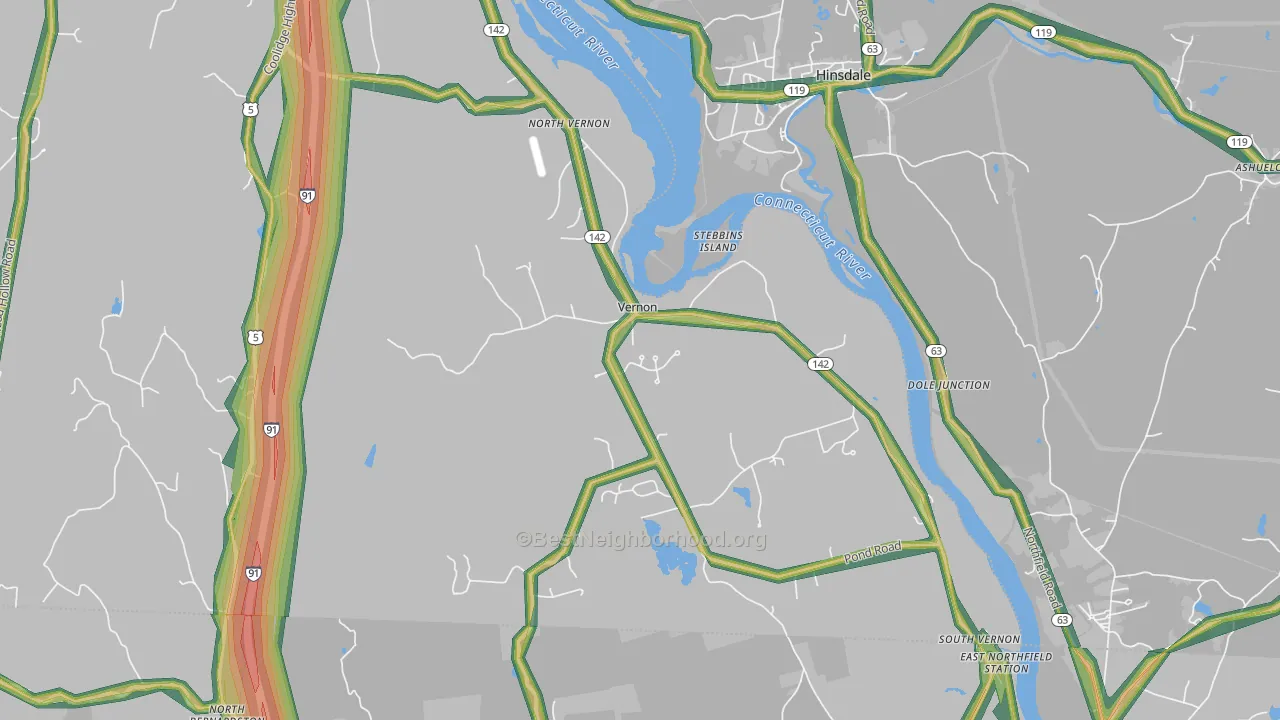 Vernon, VT Map of Noise Levels in Vernon