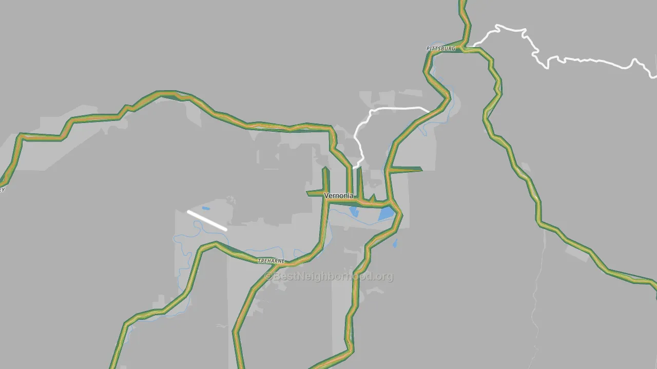 Vernonia, OR Map of Noise Levels in Vernonia
