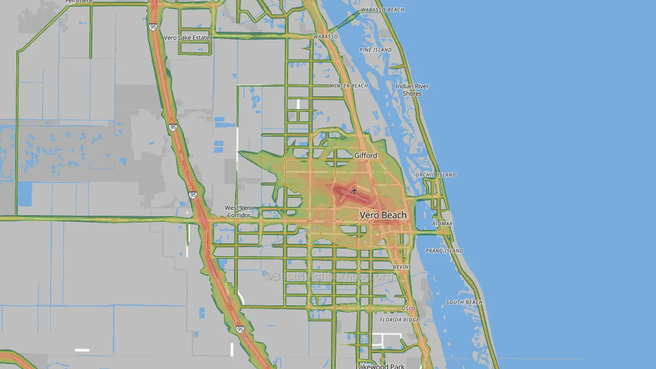 Vero Beach, FL Map of Noise Levels in Vero Beach