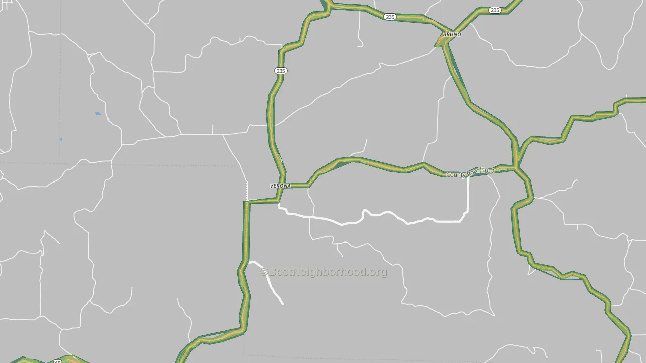 Verona, AR Map of Noise Levels in Verona