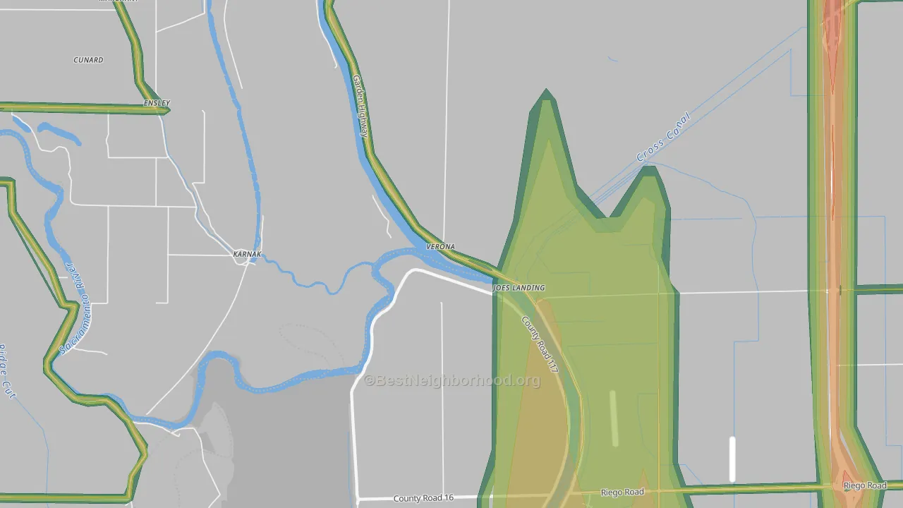 Verona, CA Map of Noise Levels in Verona