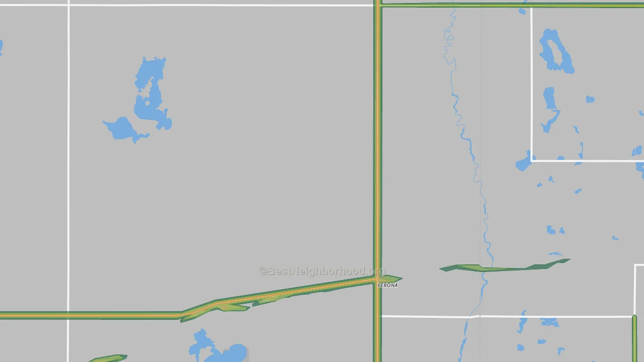 Verona, ND Map of Noise Levels in Verona
