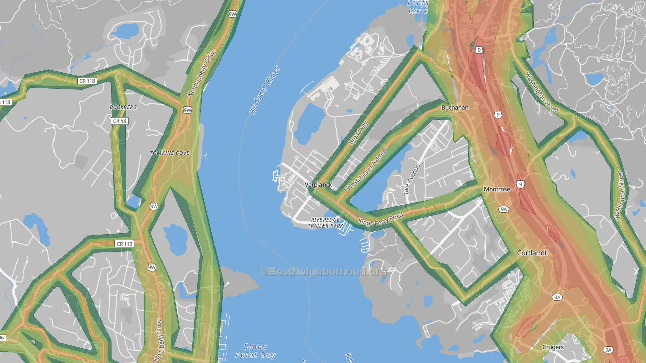Verplanck, NY Map of Noise Levels in Verplanck