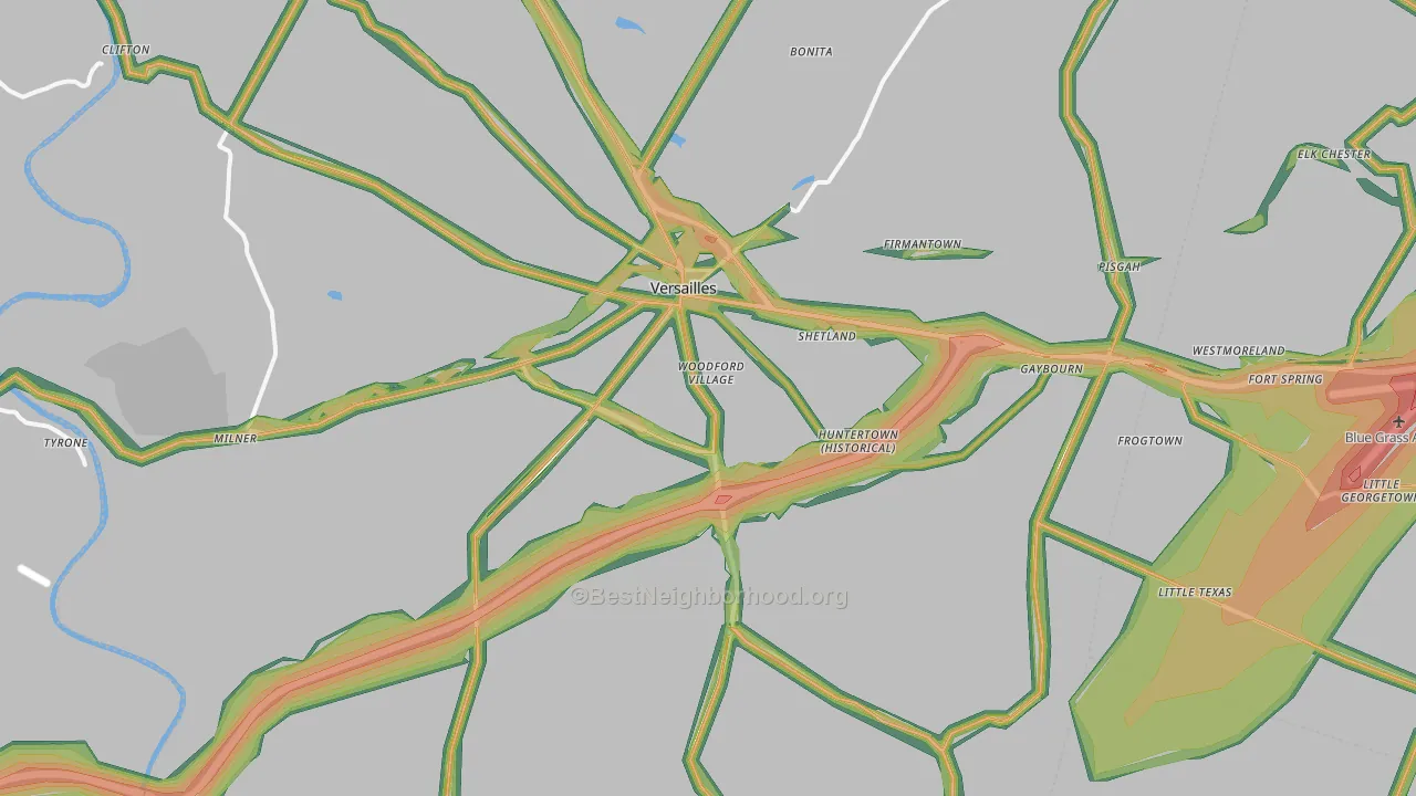 Versailles, KY Map of Noise Levels in Versailles