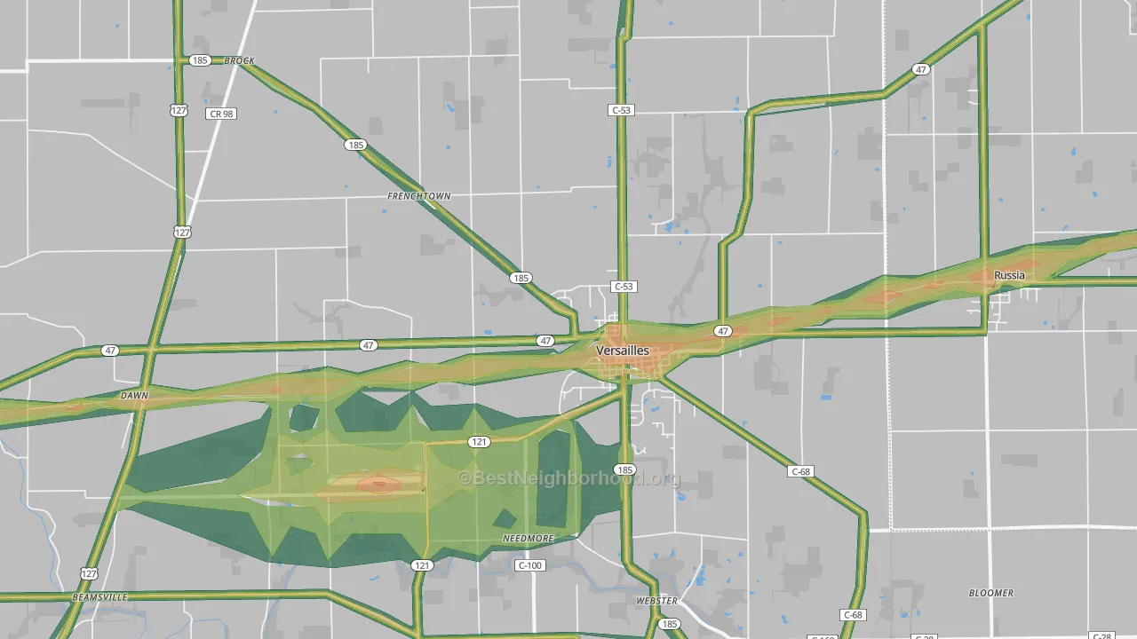 Versailles, OH Map of Noise Levels in Versailles