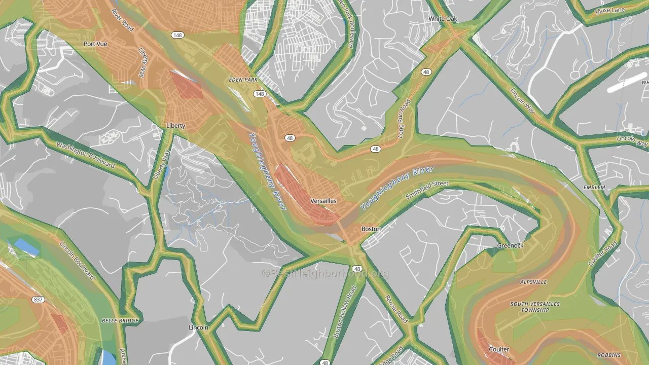 Versailles, PA Map of Noise Levels in Versailles