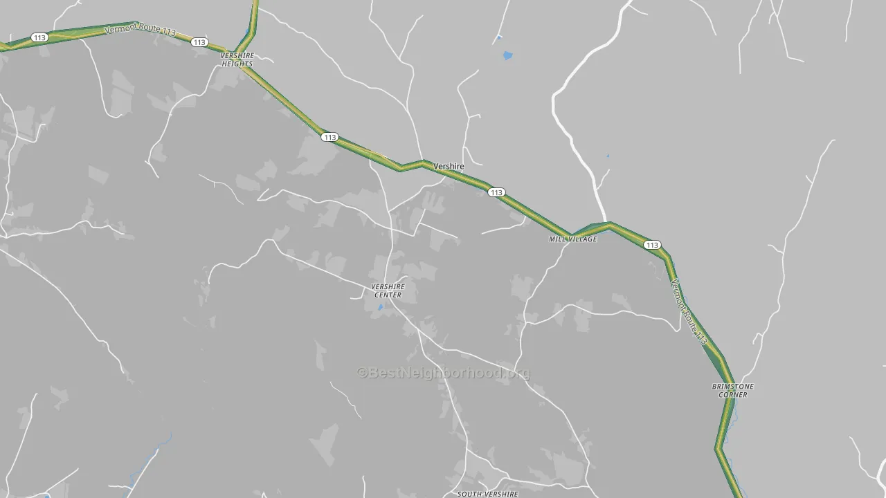 Vershire, VT Map of Noise Levels in Vershire